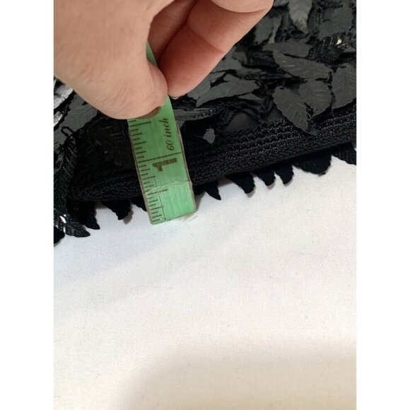 Vintage DRAP Barcelona Beaded Flapper Crossbody Purse Kiss Lock Leaf Sequins EUC - Picture 13 of 13